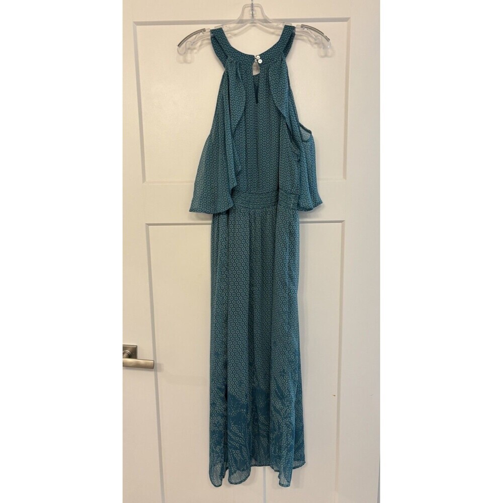 Soft Surroundings Sleeveless Teal Blue Maxi Dress With Smocked Waist Women’s PL - Picture 2 of 6